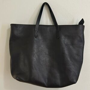 Madewell Genuine Leather Ziptop Tote Black